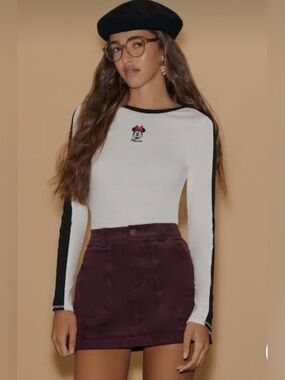 Forever 21 Disney 90s Y2K Minnie Mouse coquette soft grunge cropped baby tee SM